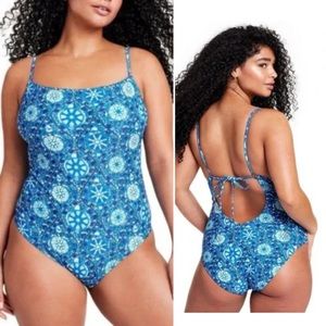 RHODE x Target-Zinnia Blue Floral Print One-Piece Swimsuit-Sz XL (16)